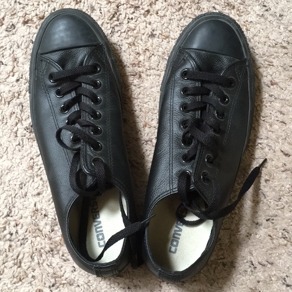 black leather converse women's